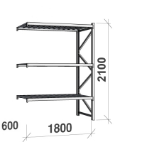 Lagerhylla följesektion 2100x1800x600 480kg/hyllplan,3 hyllor