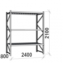 Lagerhylla startsektion 2100x2400x800 300kg/hyllplan,3 hyllor