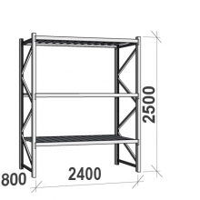 Lagerhylla startsektion 2500x2400x800 300kg/hyllplan,3 hyllor