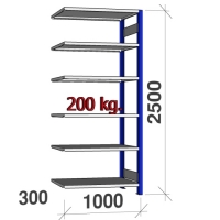 Extension bay 2500x1000x300 200kg/shelf,6 shelves, blue/light gray