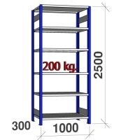 Laoriiul põhiosa 2500x1000x300 200kg/riiuliplaat,6 plaati, sinine/Zn