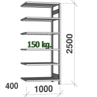 Lagerhylla följesektion 2500x1000x400 150kg/hyllplan,6 hyllor