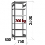 Starter bay 2500x750x800 200kg/shelf,6 shelves