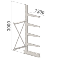 Grenställ följesektion 3000x1000x1200,4 x arm