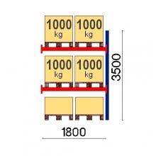 Pallställ följesektion 3500x1800 1000kg/6 pallar OPTIMA