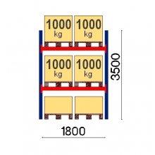 Pallställ startsektion 3500x1800 1000kg/6 pallar OPTIMA