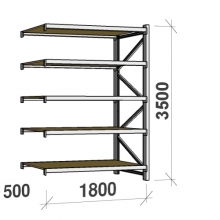 Metallihylly jatko-osa 3500x1800x500 480kg/taso,5 tasoa lastulevytasoilla MAXI