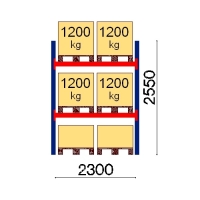 Kuormalavahylly perusosa 2550x2300 1200kg/lava,6 FIN lavapaikkaa