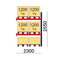 Kuormalavahylly jatko-osa 2550x2300 1200kg/lava,6 FIN lavapaikkaa