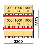 Kuormalavahylly jatko-osa 2550x3300 1000kg/lava,9 FIN lavapaikkaa