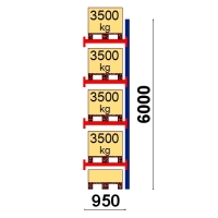 Pallställ följesektion 6000x950 3500kg/5 pallar