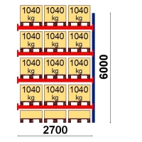 Pallställ följesektion 6000x2700 1041kg/15 pallar