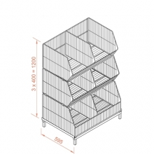 Wire stack container set with legs 1182x595x1380, 3 levels