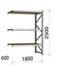 Metallihylly jatko-osa 2500x1800x600 480kgx3 tasoa lastulevyllä 22mm käytetty