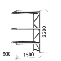 Metallriiul lisaosa 2500x1500x500 600kg/tasapind,3 tsinkplekk tasapinda