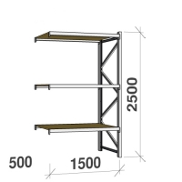 Extension bay 2500x1500x500 600kg/level,3 levels with chipboard