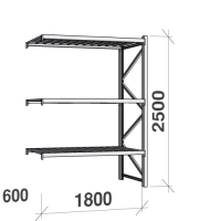 Extension bay 2500x1800x600 480kg/level,3 levels with steel decks