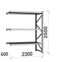 Metallriiul lisaosa 2500x2300x600 350kg/tasapind,3 tsinkplekk tasapinda