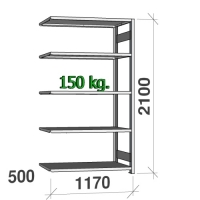 Lagerhylla följesektion 2100x1170x500 150kg/hyllplan,5 hyllor