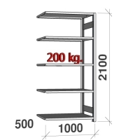 Extension bay 2100x1000x500 200kg/shelf,5 shelves