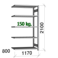 Lagerhylla följesektion 2100x1170x800 150kg/hyllplan,5 hyllor