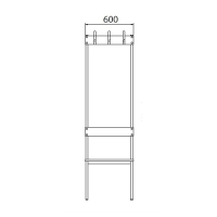 Dubbelsidig bänk med 6 krokar, 1700x600x770