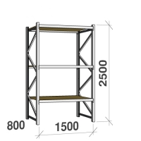 Metallriiul põhiosa 2500x1500x800 600kg/tasapind,3 puitlaast tasapinda