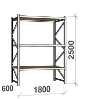 Metallriiul põhiosa 2500x1800x600 480kg/tasapind,3 puitlaast tasapinda