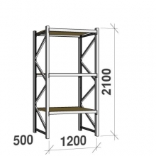 Lagerhylla startsektion 2100x1200x500 600kg/hyllplan,3 hyllor, spånskiva