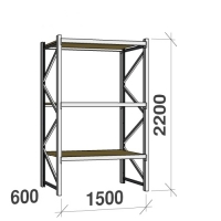 Lagerhylla startsektion 2200x1500x600 600kg/hyllplan,3 hyllor, spånskiva