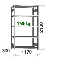 Lagerhylla startsektion 2100x1170x300 150kg/hyllplan,5 hyllor