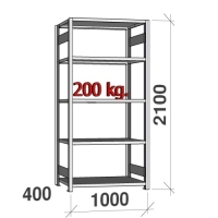 Lagerhylla startsektion 2100x1000x400 200kg/hyllplan,5 hyllor