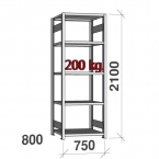 Laoriiul põhiosa 2100x750x800 200kg/riiuliplaat,5 plaati