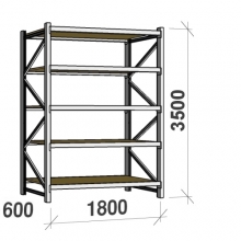 Lagerhylla startsektion 3500x1800x600 480kg/hyllplan,5 hyllor, spånskiva MAXI