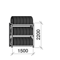 Däckställ startsektion 2200x1500x500, 3 hyllplan