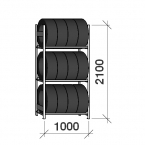 Däckställ startsektion 2100x1000x600, 3 hyllplan