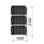 Däckställ följesektion 2100x1000x500, 3 hyllplan