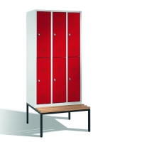 2-tier locker with bench, 6-doors, 2090x900x500/815 mm