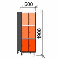 3-tier locker, 6 doors, 1900x600x545 mm