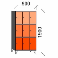 3-tier locker, 9 doors, 1900x900x545 mm