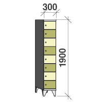 8-tier locker, 8 doors, 1900x300x545 mm