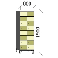 8-tier locker, 16 doors, 1900x600x545 mm