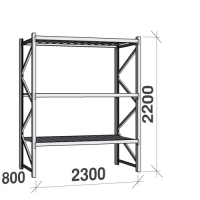 Metallriiul põhiosa 2200x2300x800 350kg/tasapind,3 tsinkplekk tasapinda