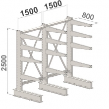 Ulokehylly 1-puolinen 3-pylväinen/12 uloketta 2500Hx3000Lx800S