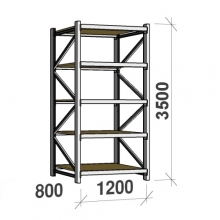 Lagerhylla startsektion 3500x1200x800 600kg/hyllplan,5 hyllor, spånskiva MAXI