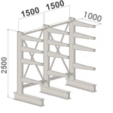 Enkelsidigt grenställ 3 st Pelare, 12 st Arm 1000 mm/2500Hx3000Bx1000D