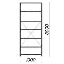 Starter bay 3000x1000x400 150kg/shelf,7 shelves used