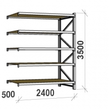 Lagerhylla följesektion 3500x2400x500 300kg/hyllplan 5 hyllor, spånskiva MAXI