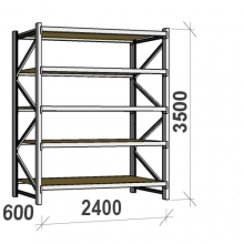 Lagerhylla startsektion 3500x2400x600 300kg/hyllplan,5 hyllor, spånskiva MAXI