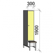 Riidekapp pingiga, 1x300 1900x300x830